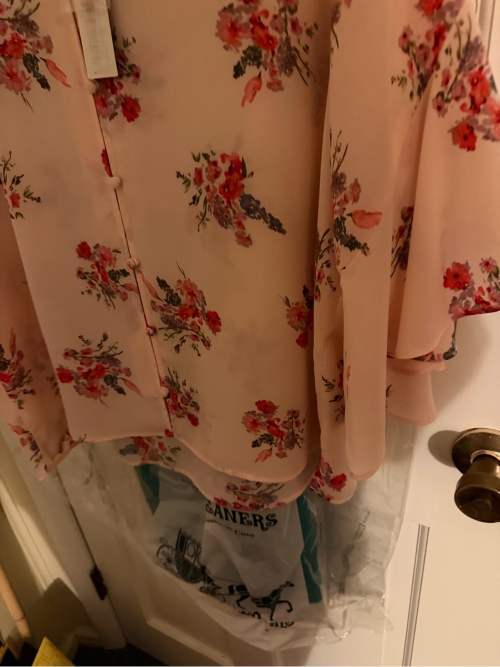 Soft Blush Floral Button-Down Blouse